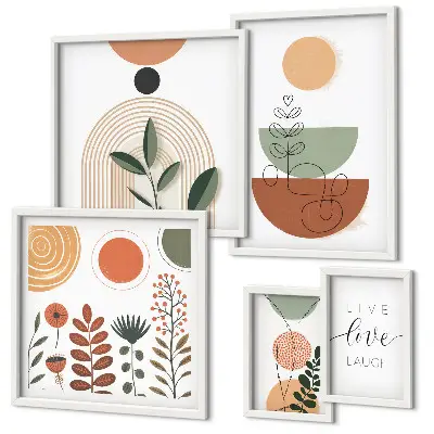 Framed photo set Stylish plant and geometric graphics