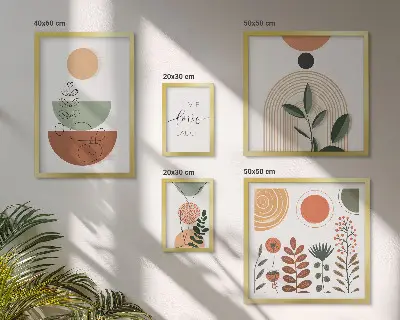 Framed photo set Stylish plant and geometric graphics
