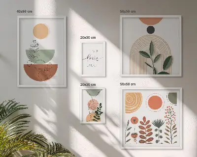 Framed photo set Stylish plant and geometric graphics