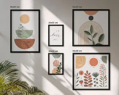 Framed photo set Stylish plant and geometric graphics