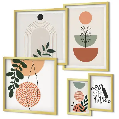Set of 5 wall art pieces Stylish plant decorations