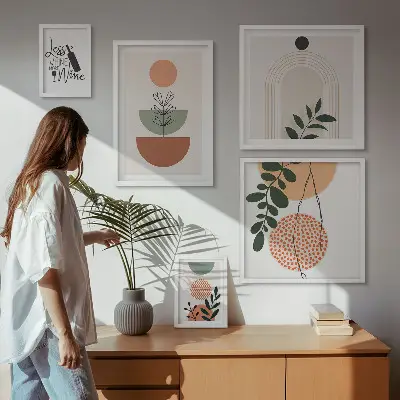 Plant wall art set of 5 decorative pieces