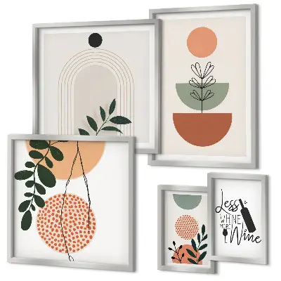 Set of 5 wall art pieces Stylish plant decorations