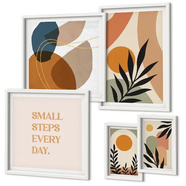 Gallery wall Stylish abstract plant graphics