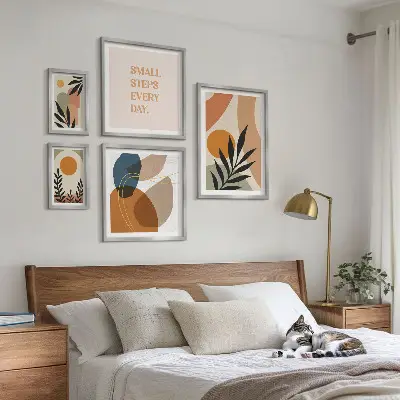 Gallery wall Stylish abstract plant graphics