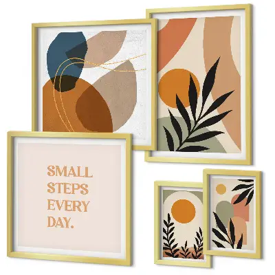 Gallery wall Stylish abstract plant graphics
