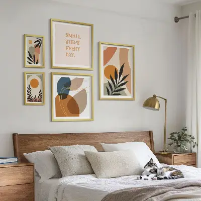 Gallery wall Stylish abstract plant graphics