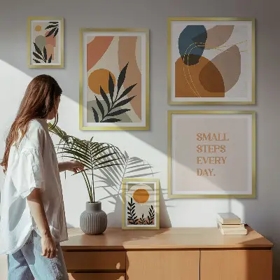 Gallery wall Stylish abstract plant graphics