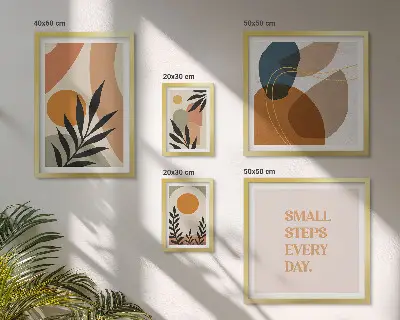 Gallery wall Stylish abstract plant graphics