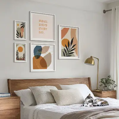 Gallery wall Stylish abstract plant graphics