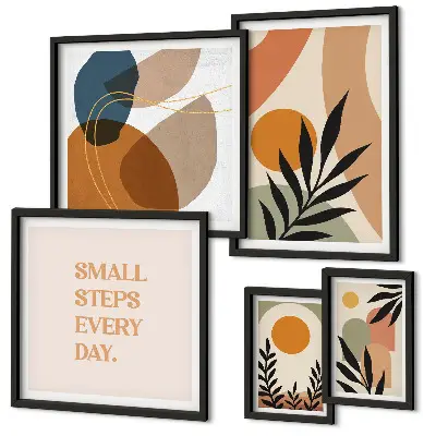 Gallery wall Stylish abstract plant graphics