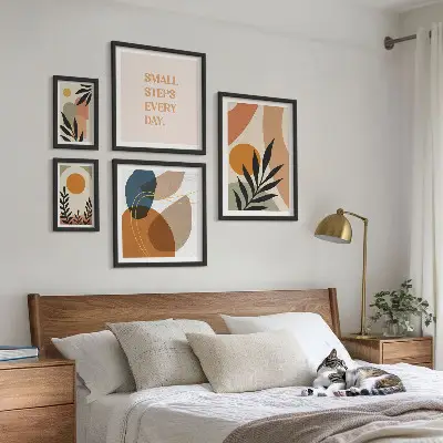 Gallery wall Stylish abstract plant graphics