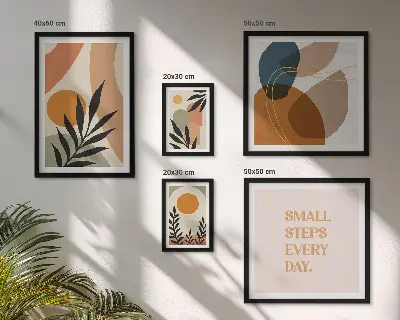 Gallery wall Stylish abstract plant graphics