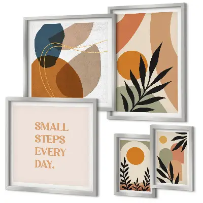 Gallery wall Stylish abstract plant graphics