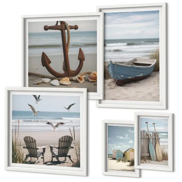 Framed photo set Seaside atmosphere, relaxation, beach