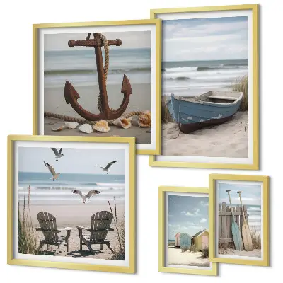 Framed photo set Seaside atmosphere, relaxation, beach