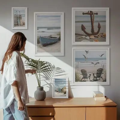 Framed photo set seaside beach relaxation theme