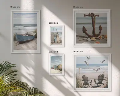 Framed photo set seaside beach relaxation theme