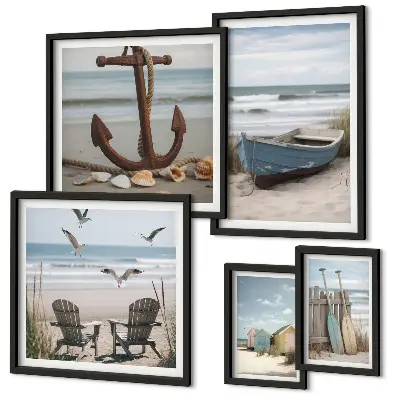 Framed photo set Seaside atmosphere, relaxation, beach