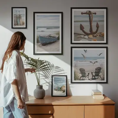 Framed photo set seaside beach relaxation theme