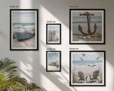 Framed photo set seaside beach relaxation theme