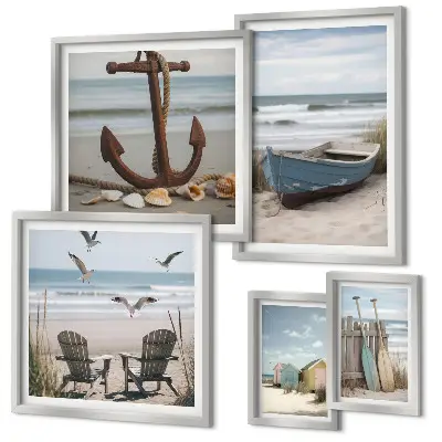 Framed photo set Seaside atmosphere, relaxation, beach