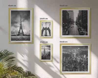 Set of 5 wall art pieces Black and white architectural icons