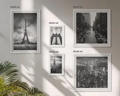 Set of 5 wall art pieces Black and white architectural icons