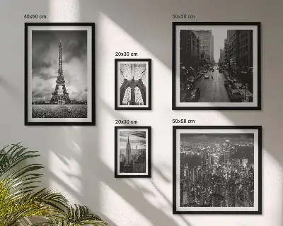 Set of 5 wall art pieces Black and white architectural icons