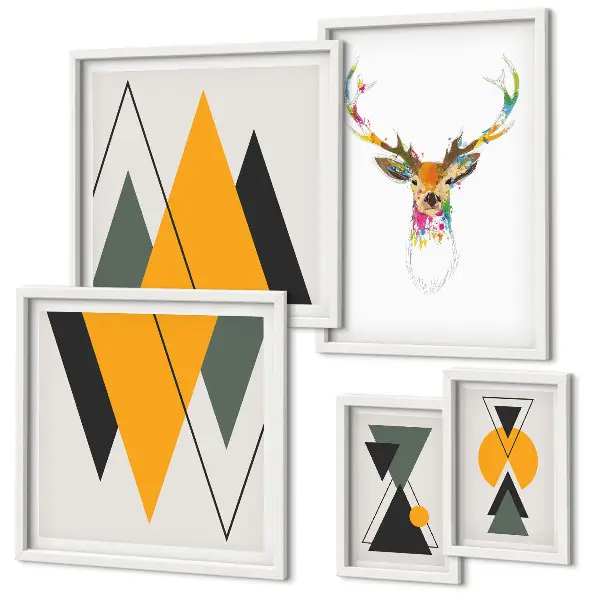 Framed photo set Boho style colorful motifs