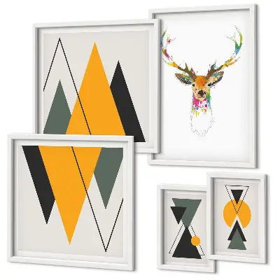 Framed photo set Boho style colorful motifs