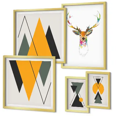Framed photo set Boho style colorful motifs