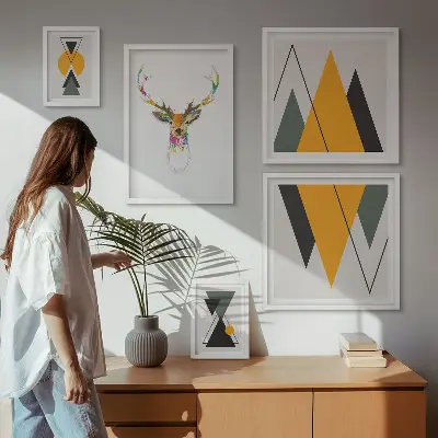Framed photo set Boho style colorful motifs