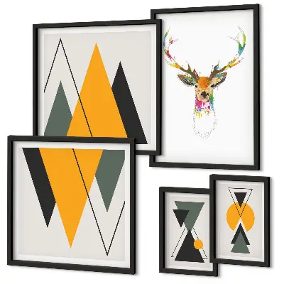 Framed photo set Boho style colorful motifs