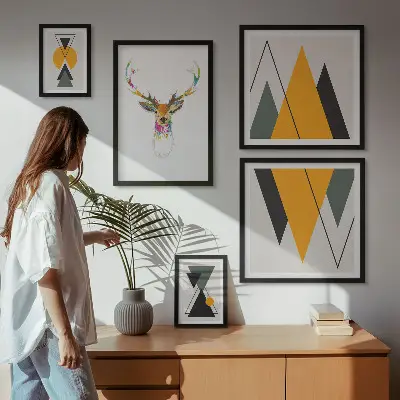 Framed photo set Boho style colorful motifs
