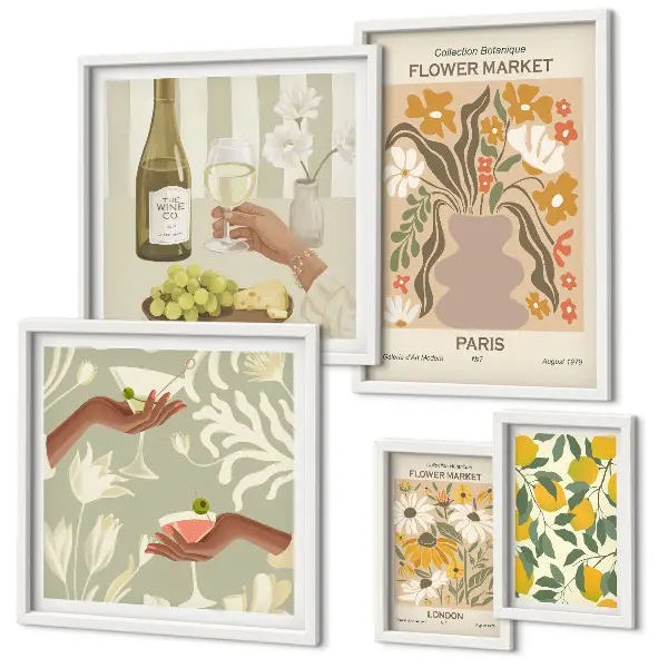 Gallery wall Flowers and fruits vintage style