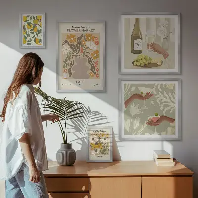 Gallery wall Flowers and fruits vintage style