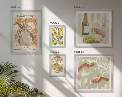 Gallery wall Flowers and fruits vintage style