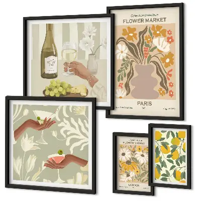 Gallery wall Flowers and fruits vintage style