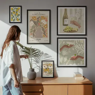 Gallery wall Flowers and fruits vintage style