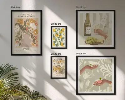 Gallery wall Flowers and fruits vintage style