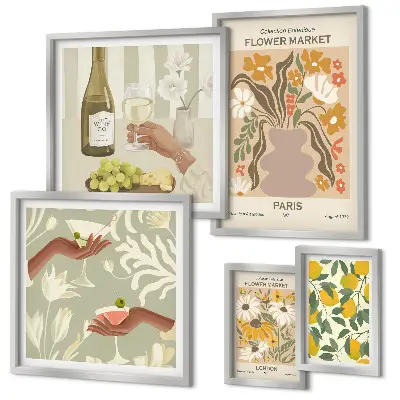Gallery wall Flowers and fruits vintage style