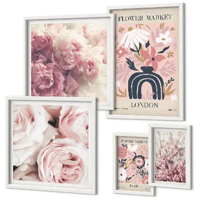 Floral boho wall art set framed photos