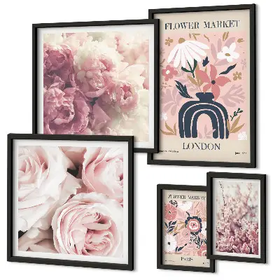 Floral boho wall art set framed photos