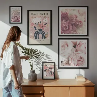 Floral boho wall art set framed photos