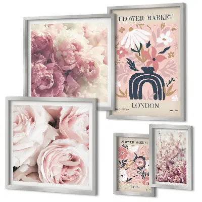 Framed photo set Floral boho decorations