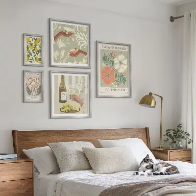 Set of 5 wall art pieces Flowers and fruits vintage style
