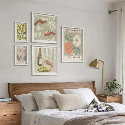 Set of 5 wall art pieces Flowers and fruits vintage style