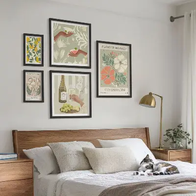 Set of 5 wall art pieces Flowers and fruits vintage style