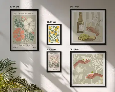 Vintage style flowers and fruits wall art set of 5 pieces